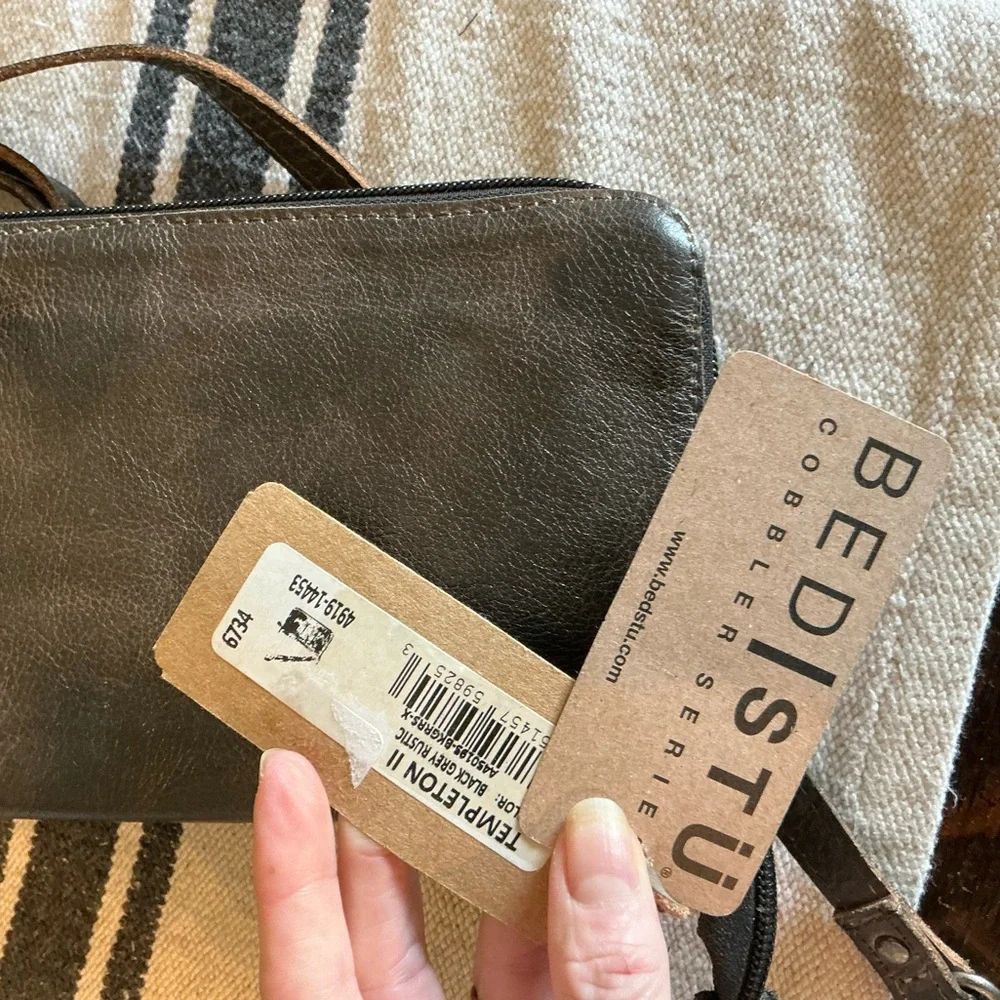 NWT Bed Stu TEMPLETON II Black Gray Rustic Crossbody Wallet Clutch Retail $185 - Picture 3 of 16